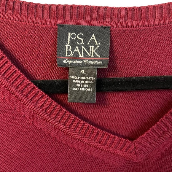 Burgundy JOS. A Bank signature collection V-neck sweater - Picture 2 of 5